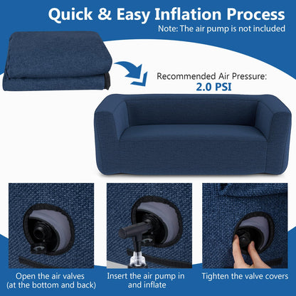 Double Inflatable Couch Portable Blow Up Sofa with Detachable Cover