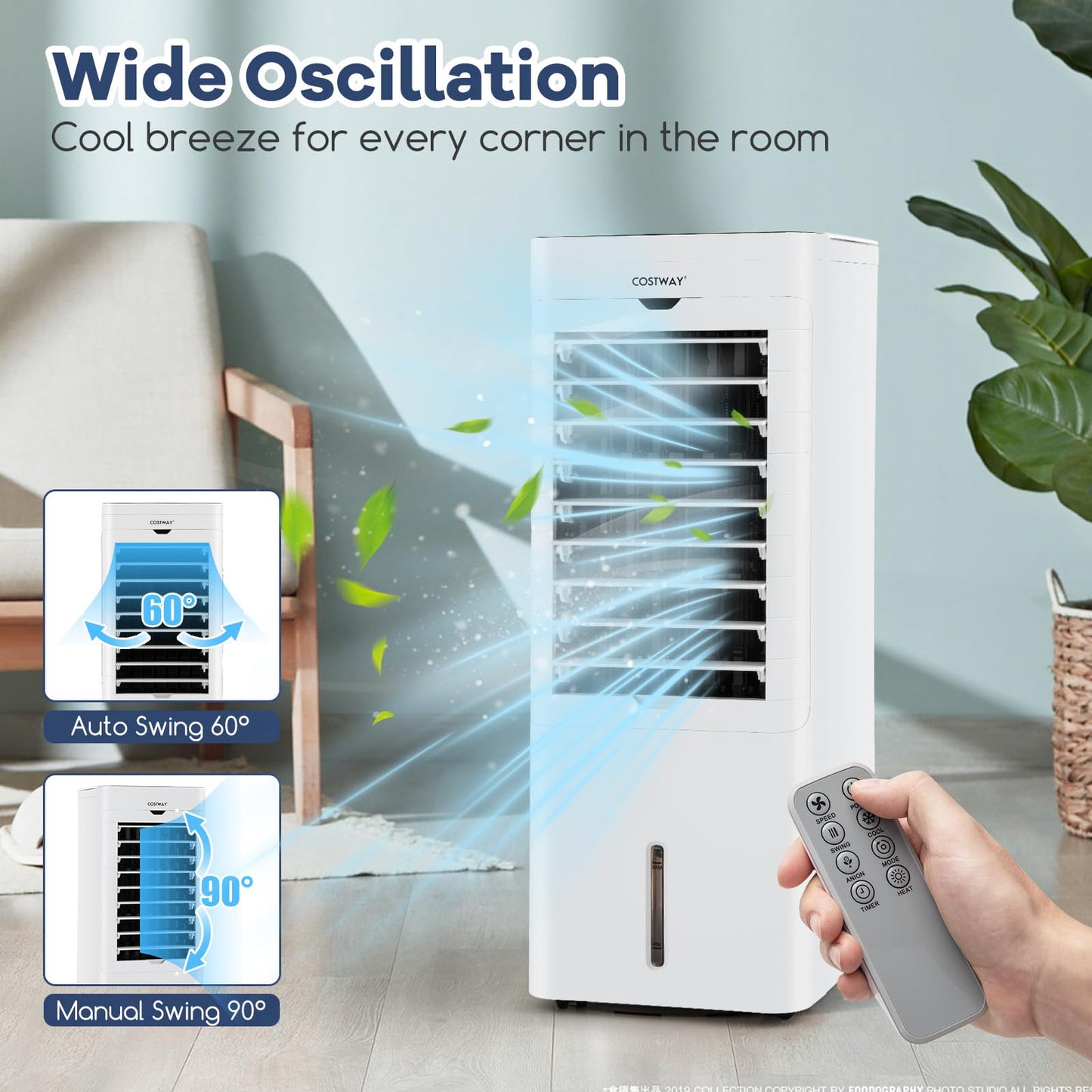 Giantex 5-in-1 Evaporative Air Cooler & Heater, Windowless Oscillating Swamp Cooler/Cooling Fan/Humidifier