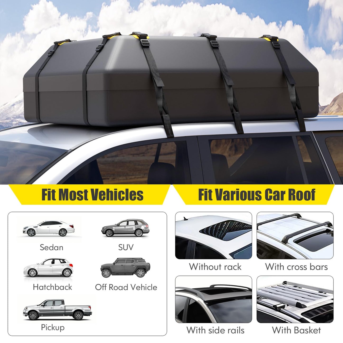 21 Cubic 100% Waterproof Roofing Cargo Carrier with Anti-Slip Mat