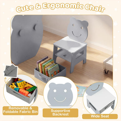 Toddler Table and Chair Set, 3 in 1 Activity Table with Reversible Whiteboard