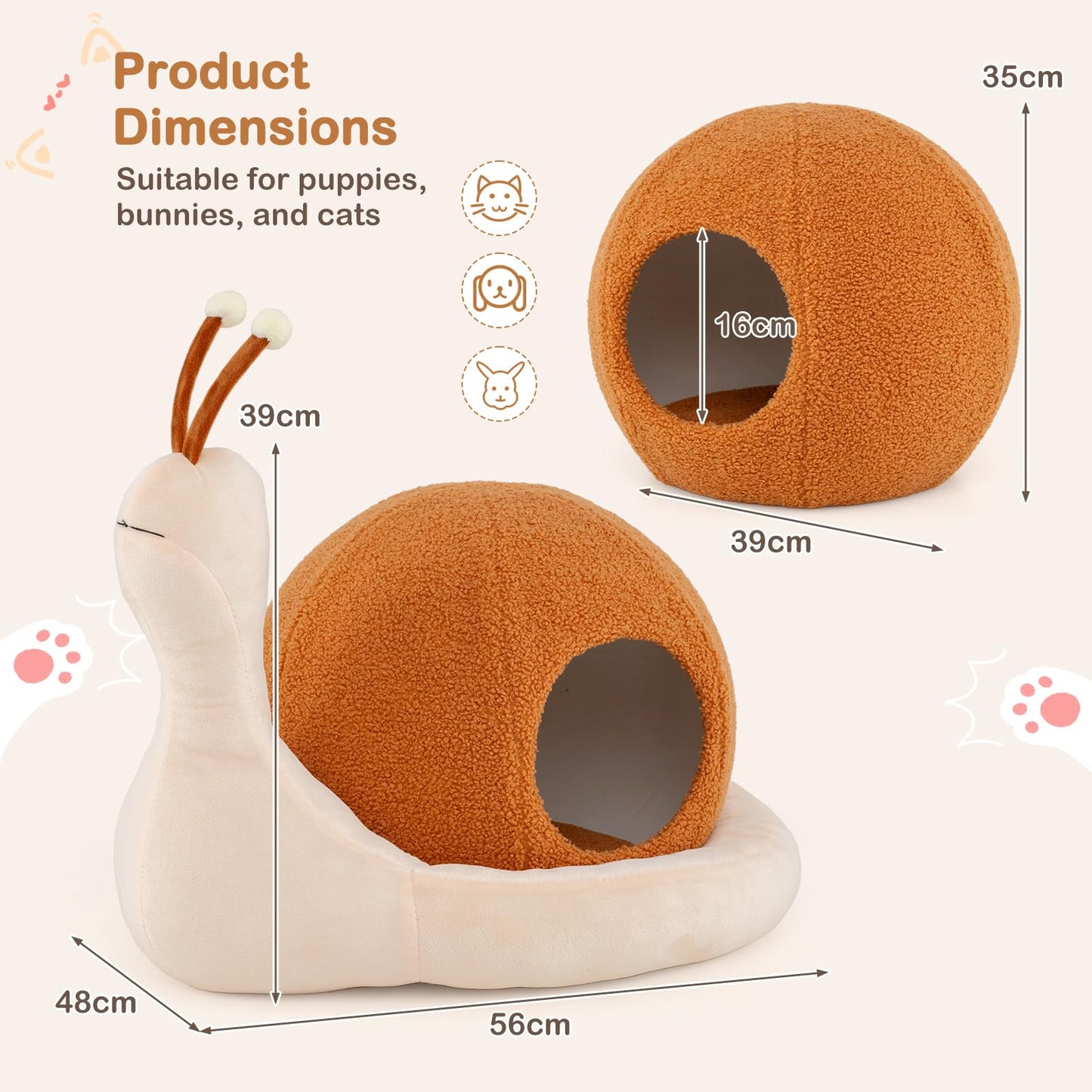 Cat House, 2-in-1 Cats Cave Bed with Removable Washable Cushion