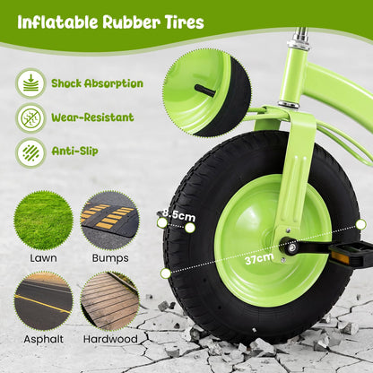 Kids Tricycle ( 84 x 55 x 68-77cm, without Storage Basket) | Carbon Steel Toddler Trike with Inflatable Rubber Tires