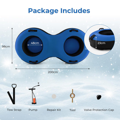 2-Person Inflatable Snow Tube for Adults Kids