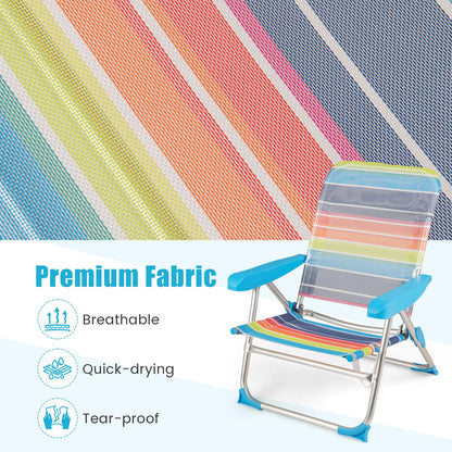 4 Adjustable Position Camping Chair with Armrests & Carry Strap
