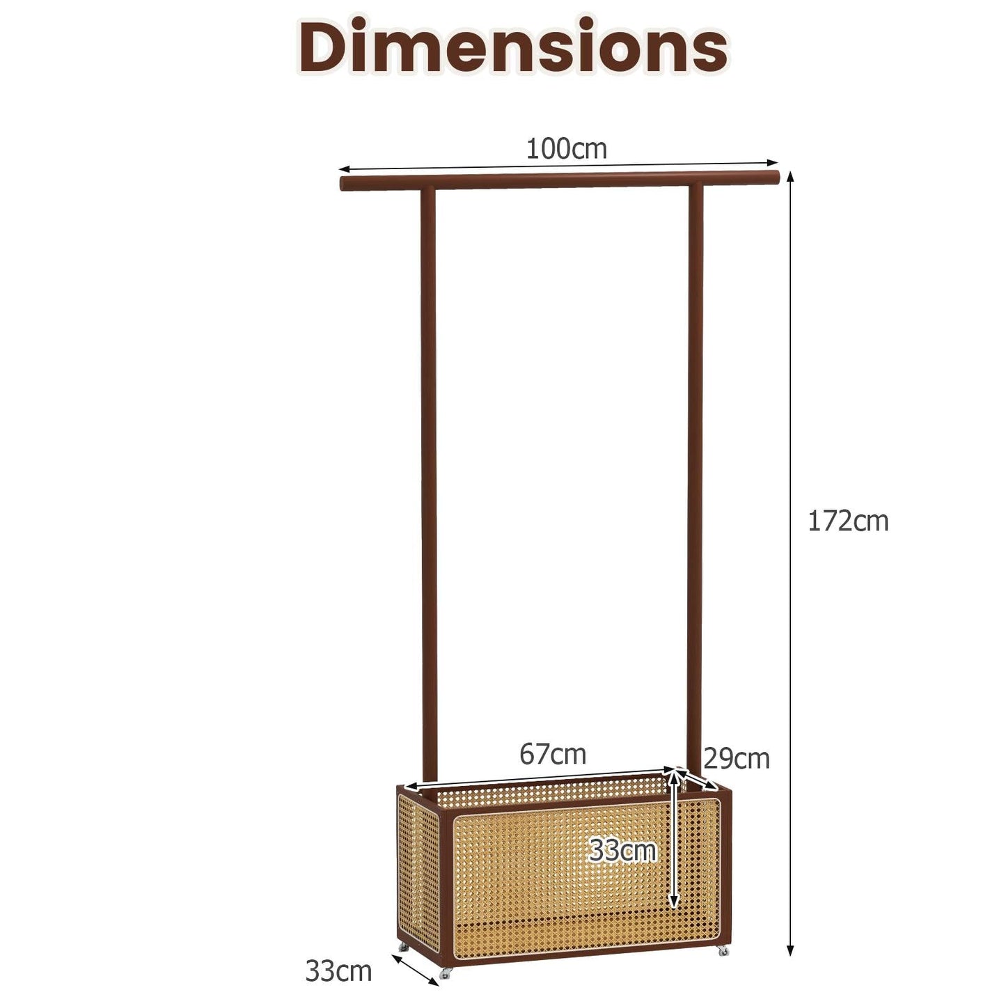 Bamboo Clothes Rack 2-In-1 Clothing Hanging Rail