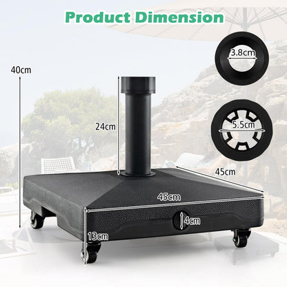Fillable Umbrella Base Stand with Lockable Universal Wheels