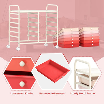 Metal Frame Utility Storage Organizer Cart with Lockable Wheels
