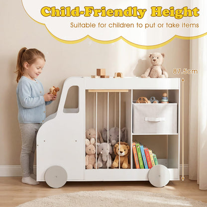 Toy Storage Organizer with Open Shelves & Fabric Drawer for Playroom Nursery
