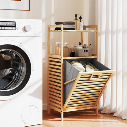 Tilt out Laundry Hamper with 2 Tier Storage Shelves