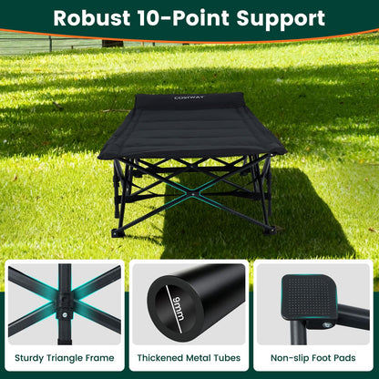 Foldable Camping Cot for Adults Heavy Duty Sleeping Bed with Slanted Headrest