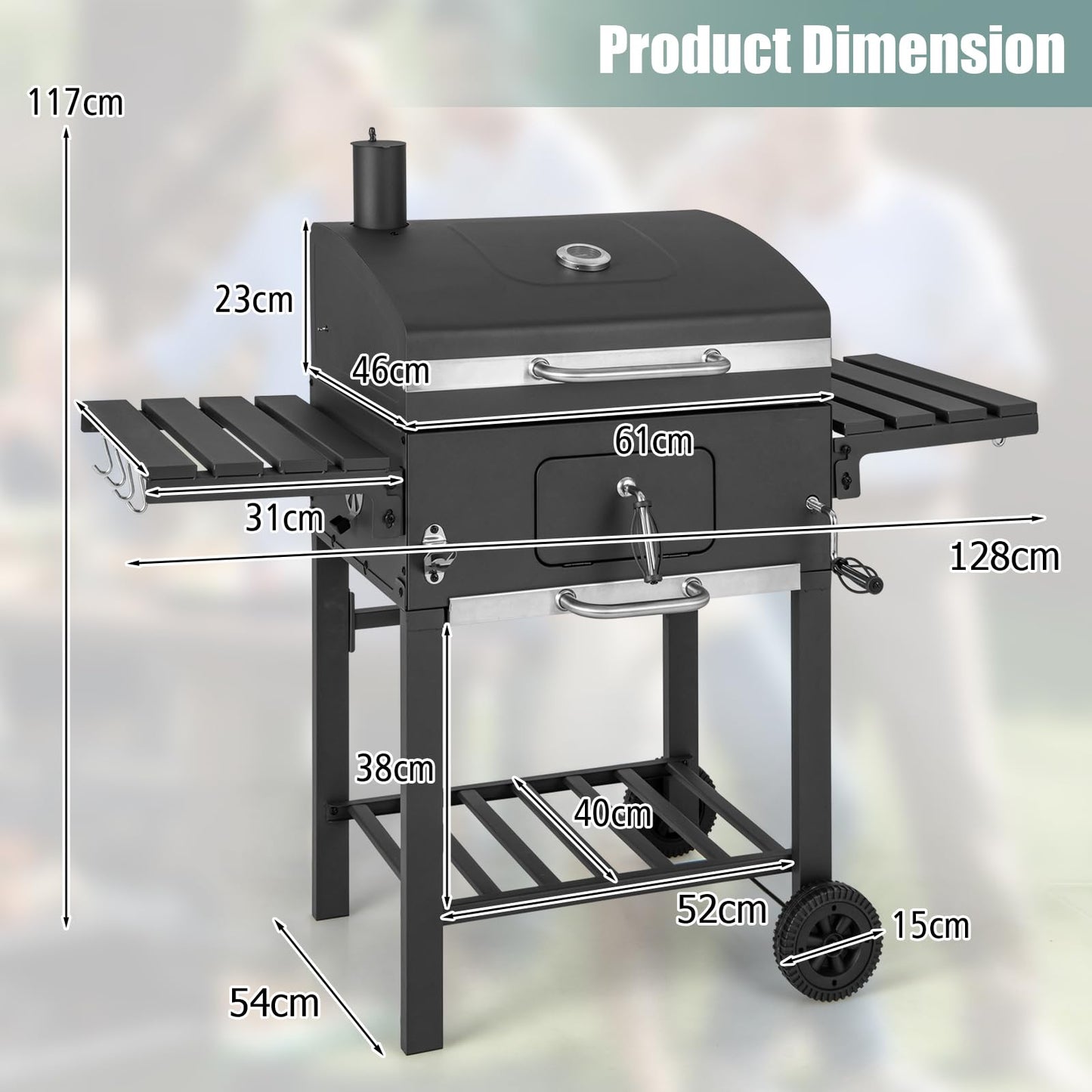 Portable Smoker Barbecue Griller with Hooks