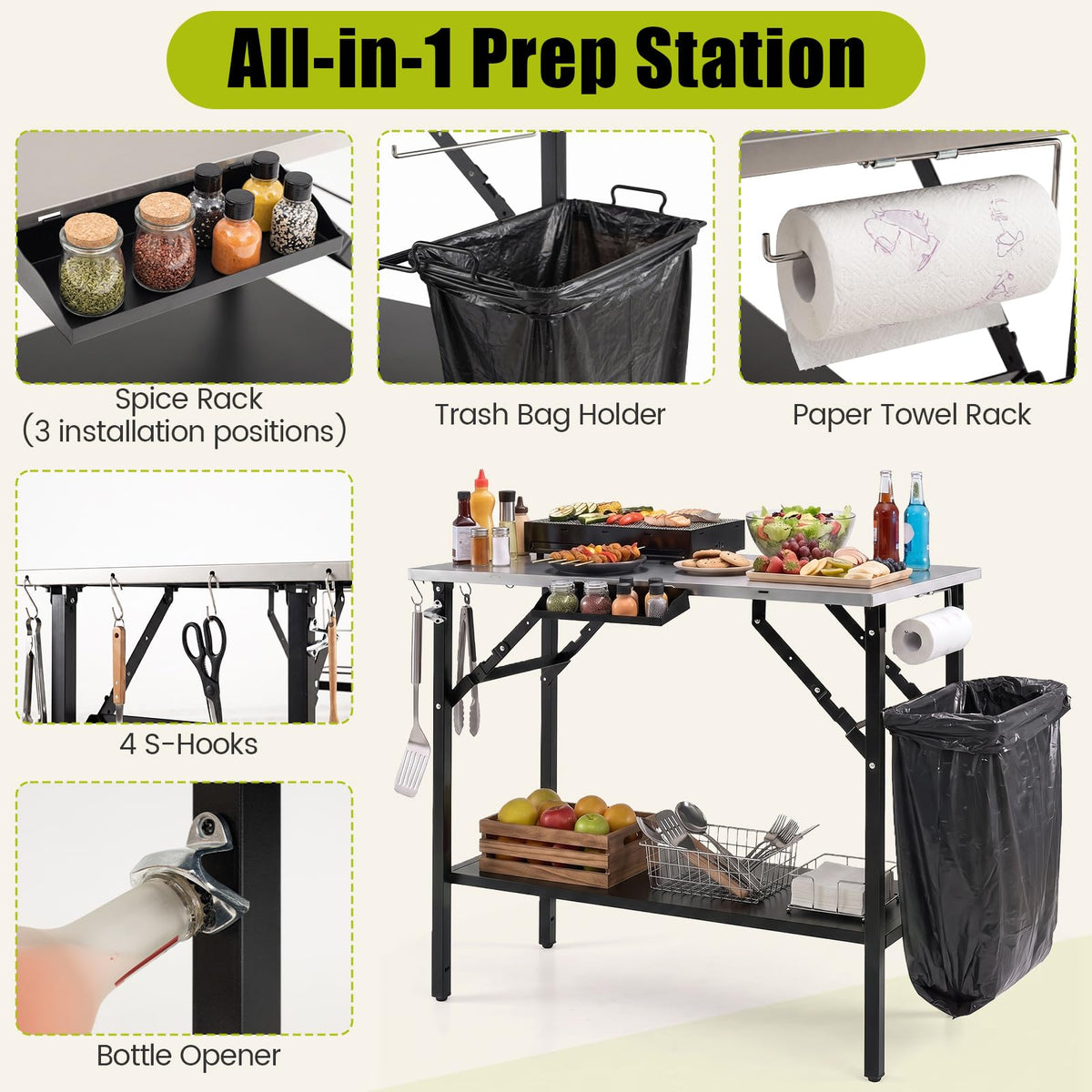 3ft Folding Camping Table for Picnic, BBQ, Parties, Portable Design