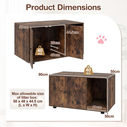 Wooden Cat Litter Box Enclosure Hidden Litter Box Furniture with Scratching Board