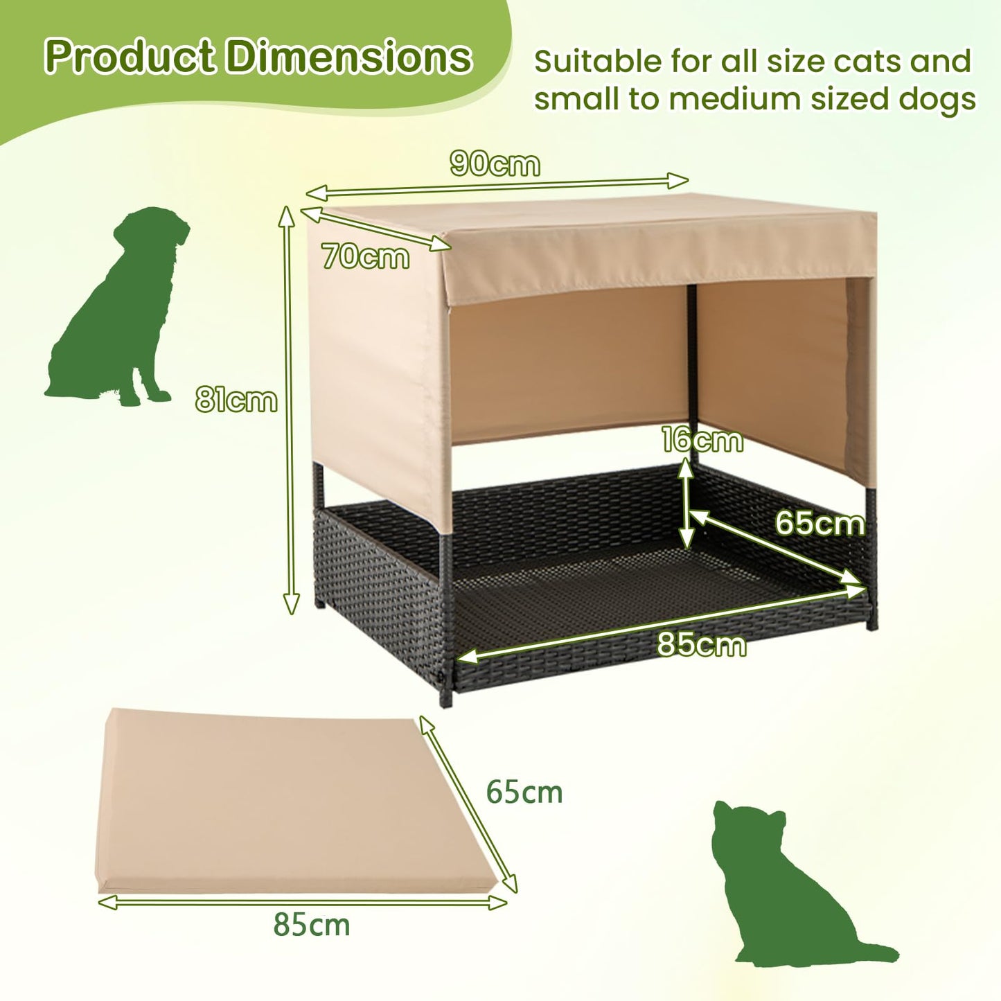 Elevated Wicker Dog House for Small to Medium Breeds