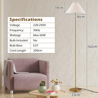 Elegant Floor Lamp with Linen Shade and Foot-Operated Switch