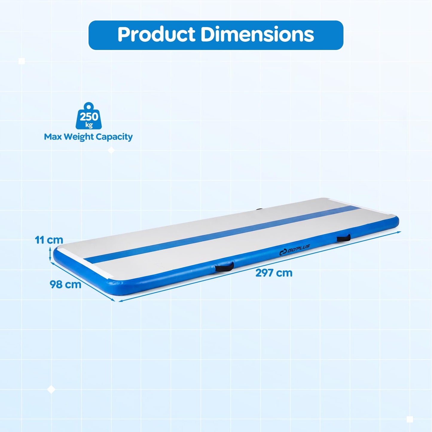 Inflatable Gymnastic Mat, 3M Home Gym Yoga Training Mat with Premium PVC Construction
