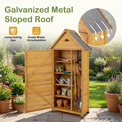 GiantexUK Wooden Garden Shed, Tool Storage Cabinet with 5 Shelves