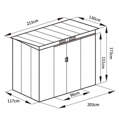 GiantexUK 7x4FT Metal Garden Shed, Outdoor Galvanized Storage House (7x4FT, 2 Vents)
