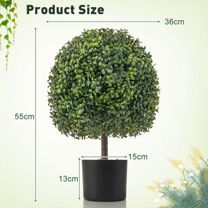 Set of 2 Artificial Boxwood Ball Topiary Trees for Home Office