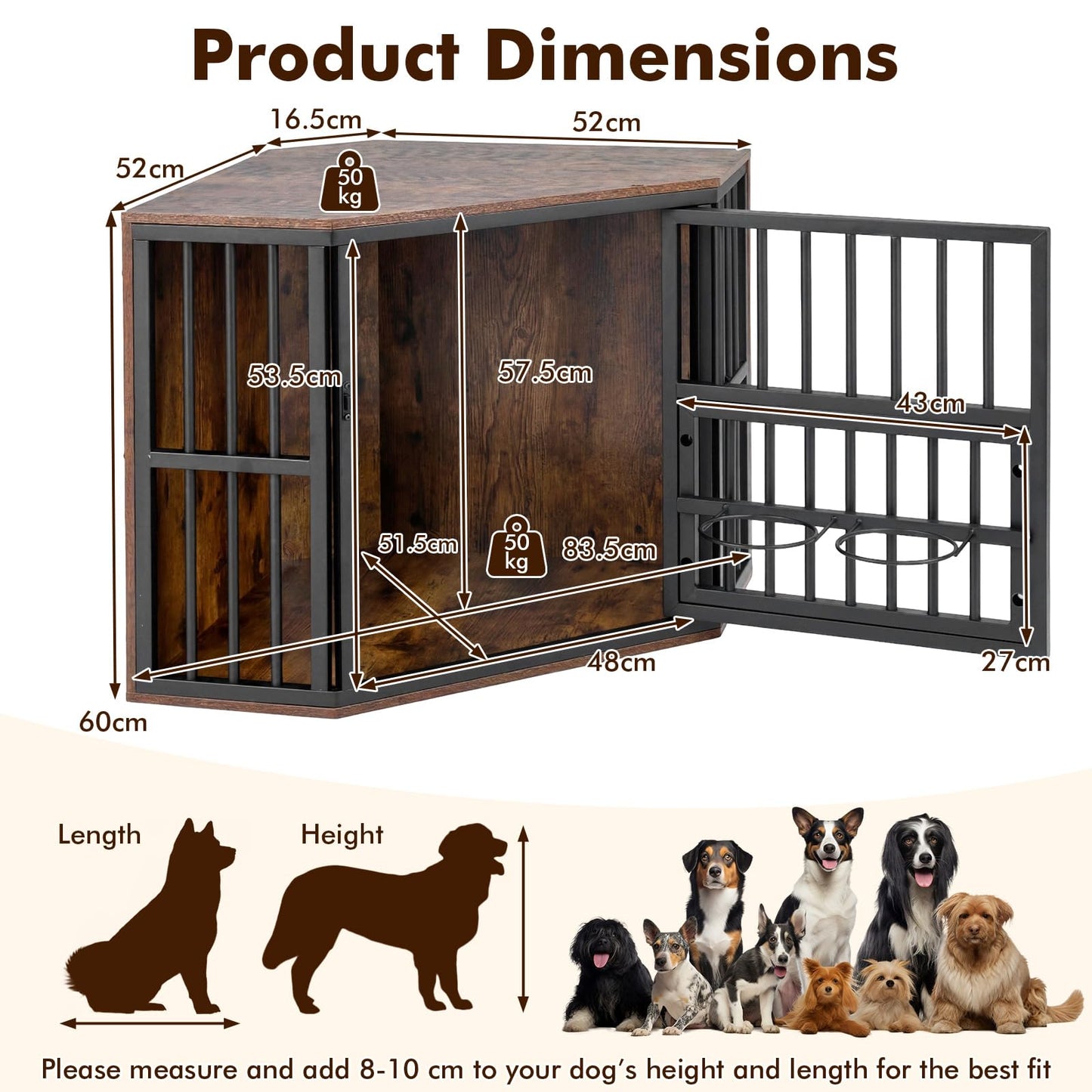Corner Dog Crate, 2-in-1 Dog Kennel & TV Stand