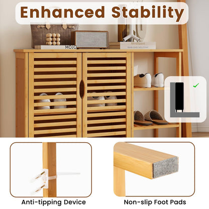 2-Door Bamboo Bathroom Cabinet with Shelves