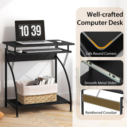 Computer Desk, 70cm PC Laptop Table with Pull-out Keyboard Tray