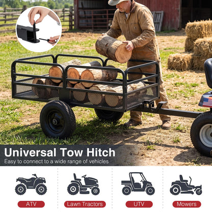 700 KG Capacity 0.5 m³ Heavy Duty Metal Dump Cart Trailer for ATV UTV Tractor