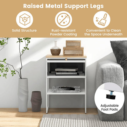 3-Tier Side Table with Storage Shelf for Living Room and Bedroom Set of 2