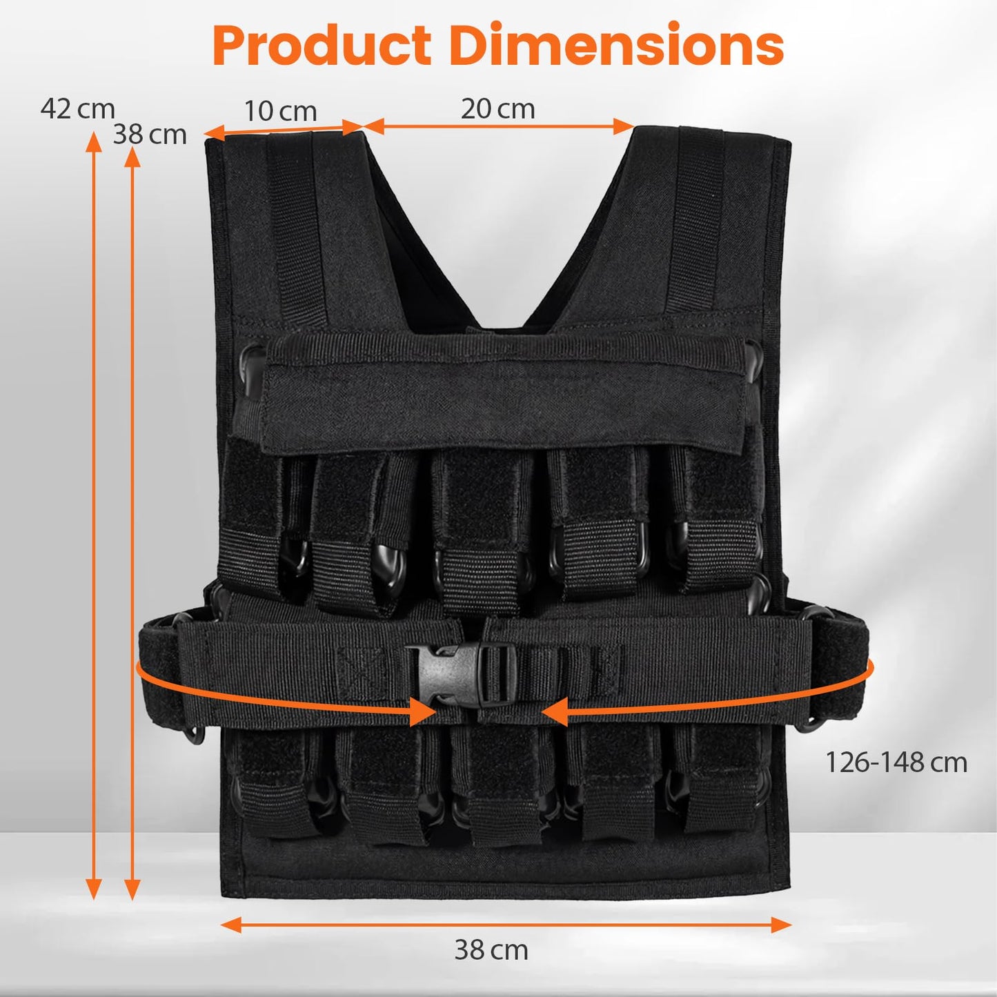 Weighted Vest, 20kg Fitness Weight Vests with Adjustable Buckles & Mesh Bag