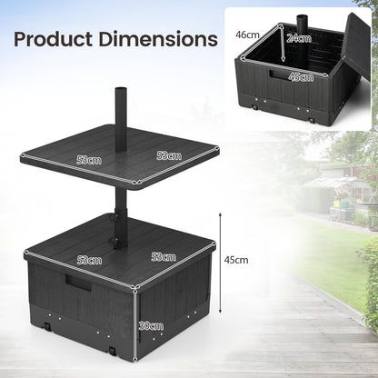 3-in-1 Patio Umbrella Base with Adjustable Tray and Weighted Bag