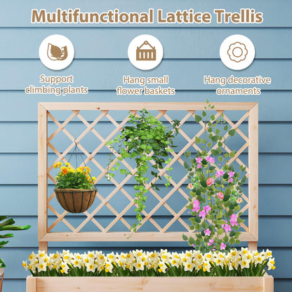 Freestanding Raised Garden Bed for Climbing Vine Plant Flower Vegetable