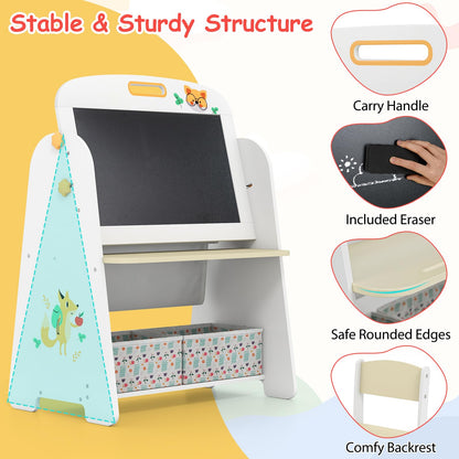 Kids Art Easel and Chair Set with Magnetic Whiteboard