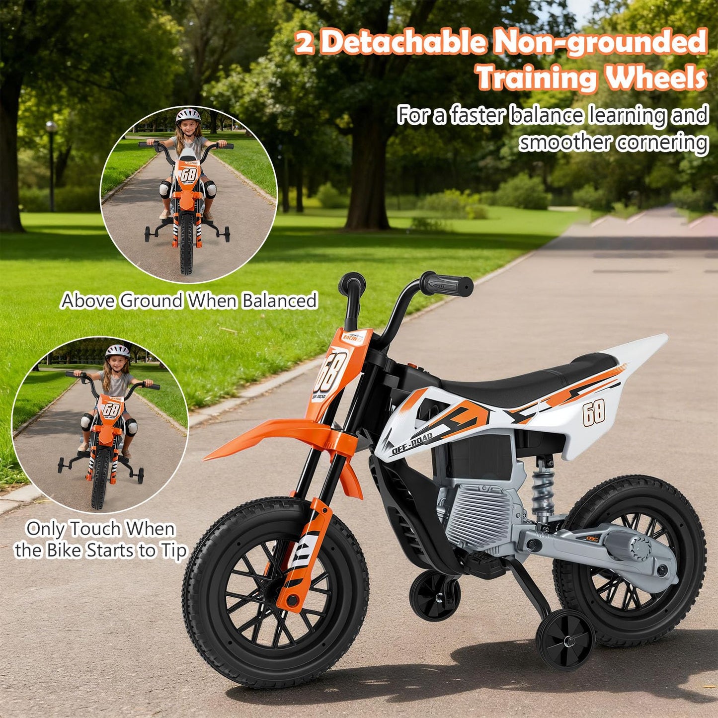 12V Kids Dirt Bike with Twist Throttle Grip Electric Motorcycle with Music