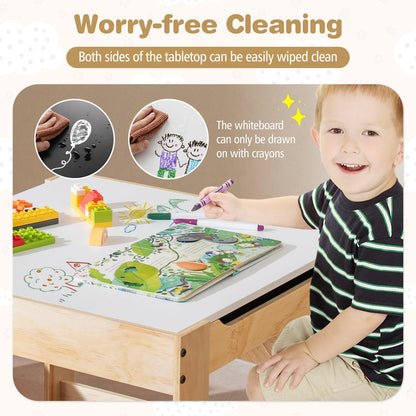 3-Piece Wooden Toddler Furniture Set with Removable Tabletop
