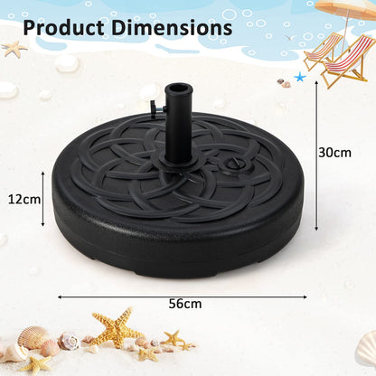 46KG Water and Sand Fillable Umbrella Stand with Built-in Handle