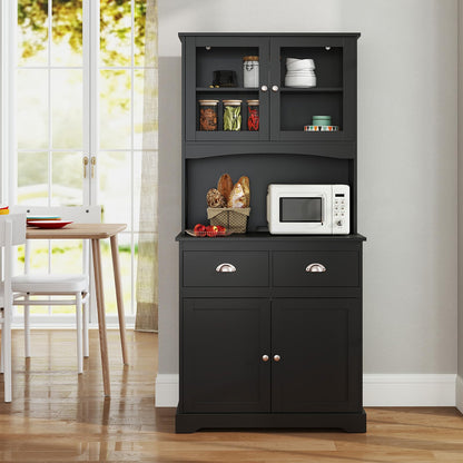 Tall Kitchen Cupboard, 4 Door, 2 Adjustable Shelves, 2 Drawers