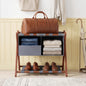 68 cm Foldable Bamboo Luggage Rack with Removable 2-Compartment Storage Bag