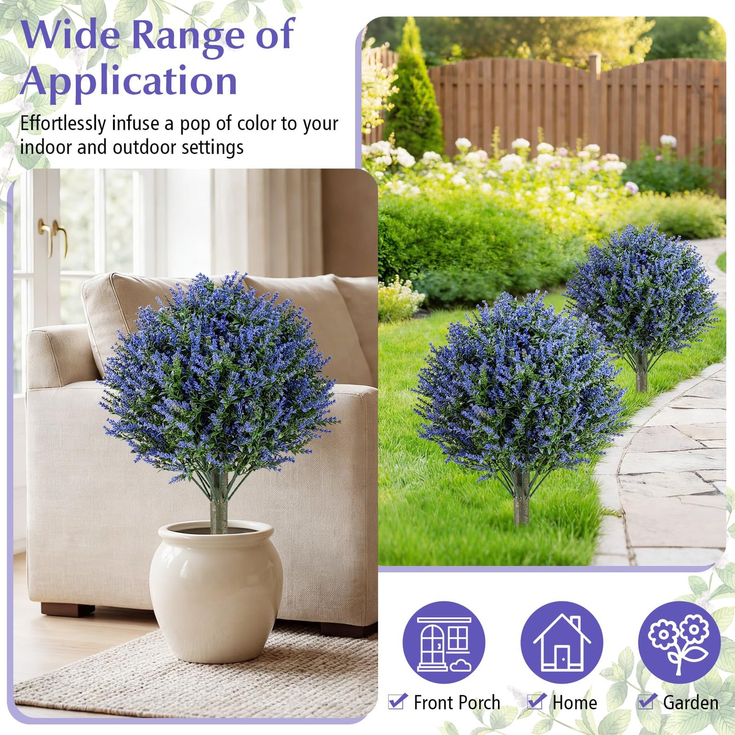 Sun-proof Fake Floral Greenery Topiary Plants for Porch, Garden, Yard (60cm, Lavender Tree)