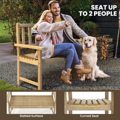 Outdoor Teak Wood Garden Bench with Backrest and Armrests