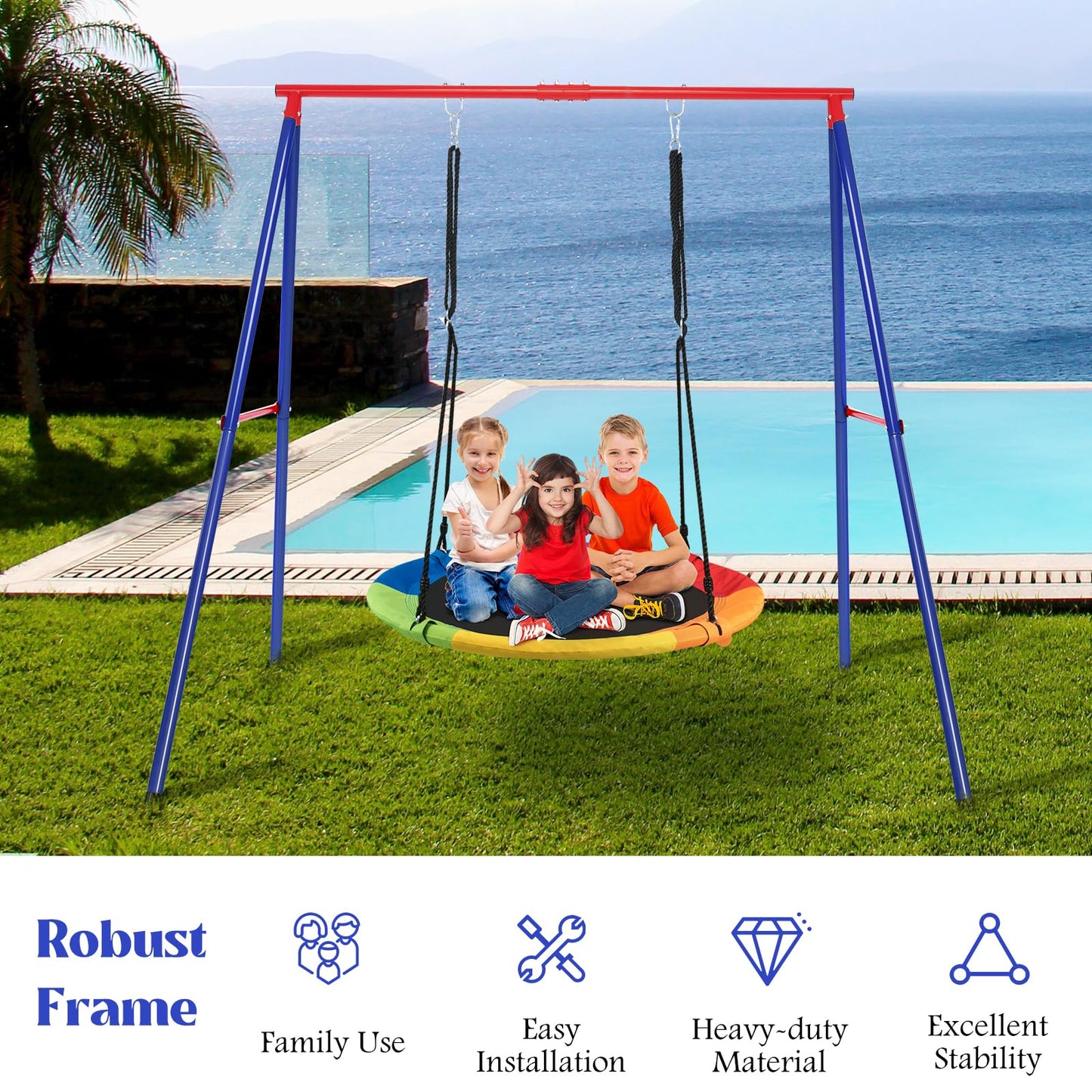 A-Frame Swings Stand with Ground Stakes & Foot Caps Frame Only