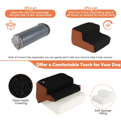 Dog Ladder with Removable Cover and Non-Slip Bottom