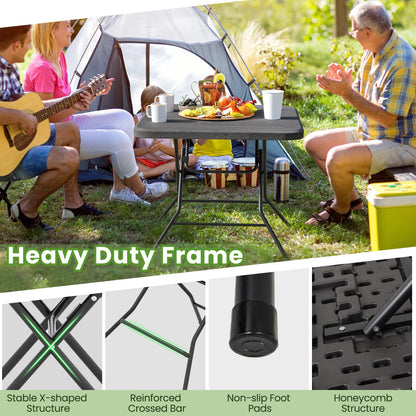 80 x 80 x 75cm Outdoor Portable Square Camping Trestle Table with HDPE Top