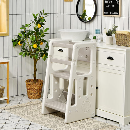 Height Adjustable Toddlers Kitchen Helper Stand with Double Safety Rails