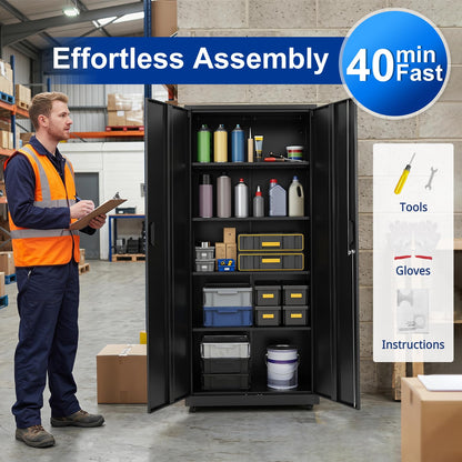 186cm Rolling File Cabinet with Adjustable Shelves and 4 Lockable Wheels for Office