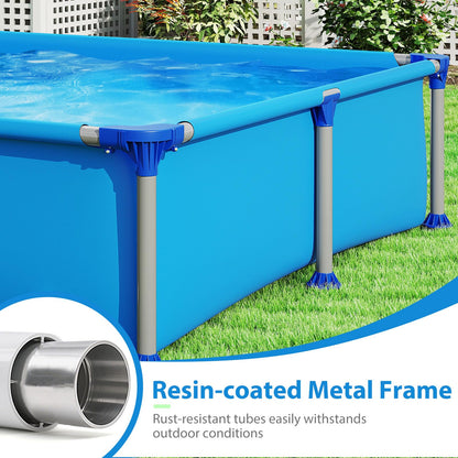 Above Ground Swimming Pool Outdoor Rectangular Pool for Kids above 3 with Metal Frame