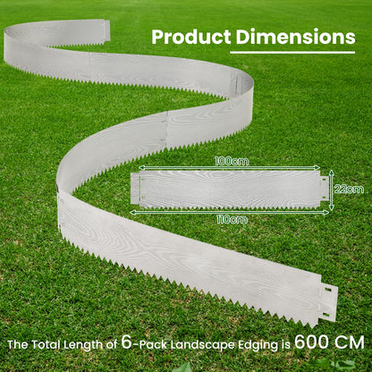 6-Pack 600 cm Galvanized Metal Landscape Edging for Lawn Pathway