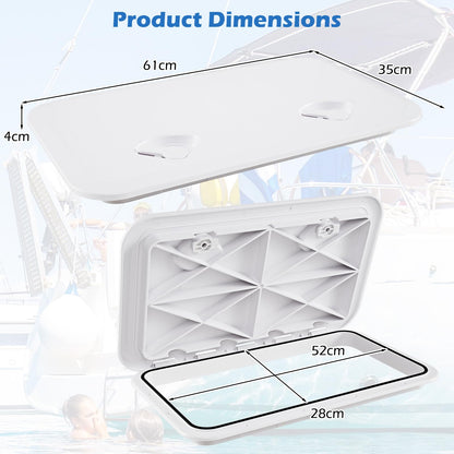 61 x 35CM Boat Hatch with 180° Lid Hinge and Non-Slip Surface
