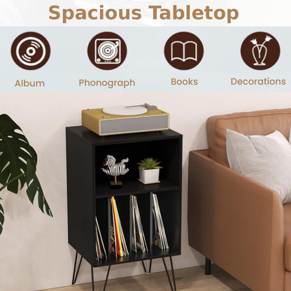 Record Player Stand, Wooden Vinyl Albums Storage Cabinet Holder