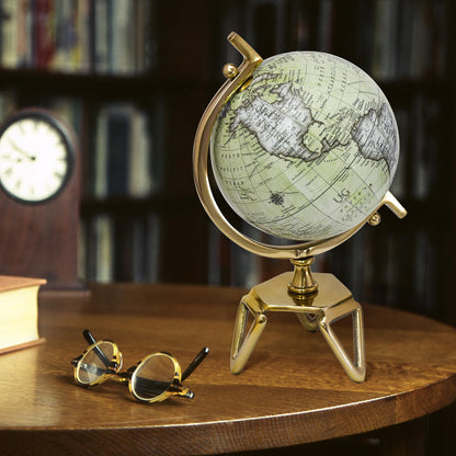 World Globe, 360° Rotating Geography Globe with Metal Meridian and Triangle Stand