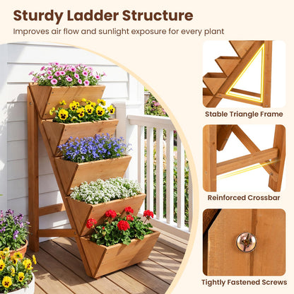 5-tier Vertical Raised Garden Bed Wood Elevated Planter Box